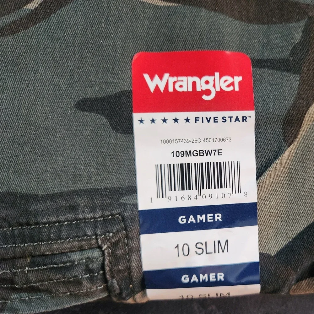Wrangler Boys Five Star Gamer Pants 2 Pack Camo Black Tech Pocket 10 Slim NEW